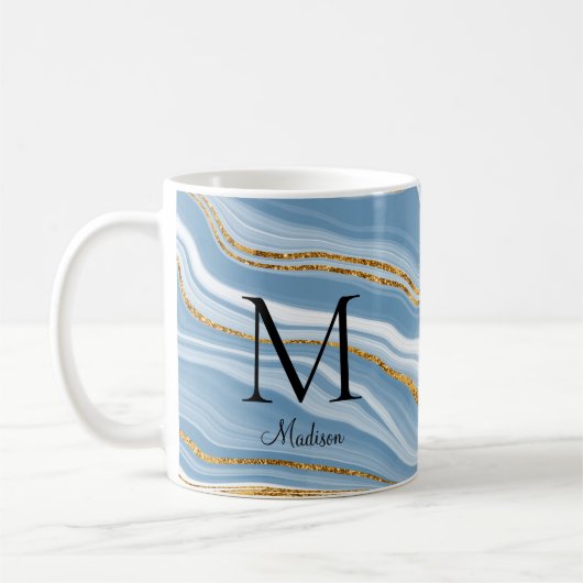 Naam van het legant Blue Agate Monogram Koffiemok (Links)
