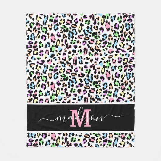 Naam van het Leopard-monogram van het dier Fleece Deken (Voorkant)