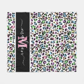 Naam van het Leopard-monogram van het dier Fleece Deken (Voorkant (Horizontaal))