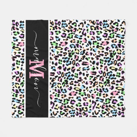 Naam van het Leopard-monogram van het dier Fleece Deken (Voorkant (Horizontaal))