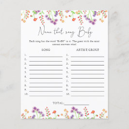 Naam van het lied \ Wildflower baby shower game