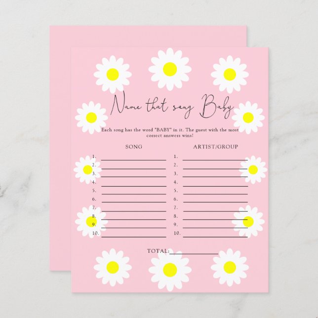 Naam van het lied \ Wildflower baby shower game (Voorkant / Achterkant)