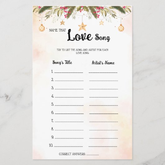 Naam van het liefdesliedje voor kerstVrijgezellenf Flyer (Voorkant)