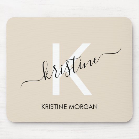 Naam van het moderne beige script muismat (Voorkant)