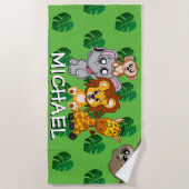 Naam van het Oerwoud Cute Animals Safari Green Car Strandlaken (Voorkant)