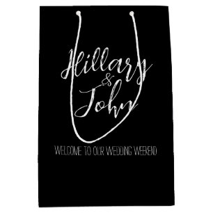 Naam van het paar Bruiloft Welkomsttassen Medium Cadeauzakje