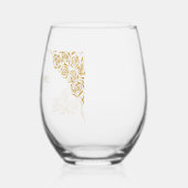 Naam van het paar Datum Hand getrokken Gouden Roze Wijnglas Zonder Voet (Links)