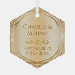 Naam van het paar Golden 50th Wedding Jubileum Gif Glas Ornament