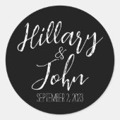 Naam van het paar & trouwdatum ronde sticker (Voorkant)
