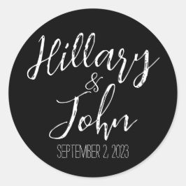 Naam van het paar & trouwdatum ronde sticker