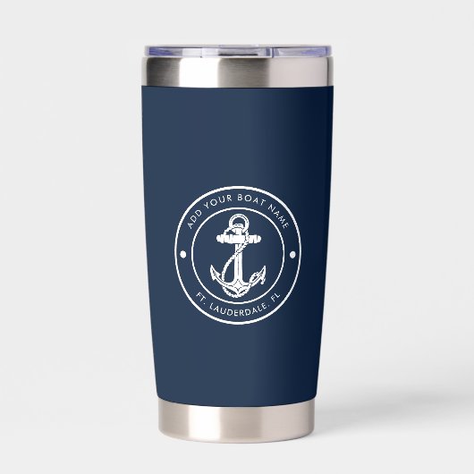 Naam van het schip Anker op maat Geïsoleerde Drinkbeker (Voorkant)