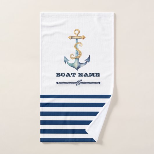 Naam van het schip,Anker,Touwstrepen Bad Handdoek (Handdoek)
