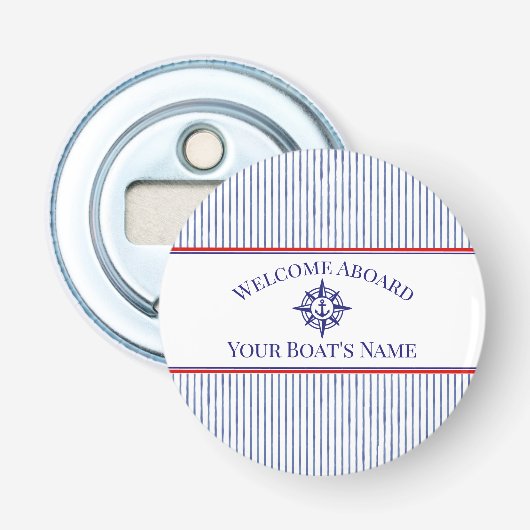 Naam van het schip Nautisch kompas knop flesopener Button Flesopener (Voorkant)