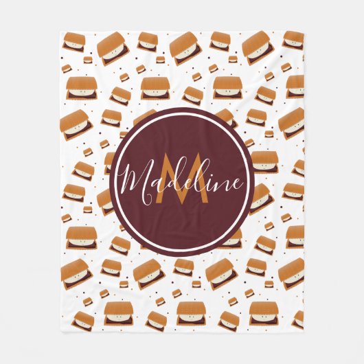 Naam van het voedselmonogram S'more Pattern Fleece Deken (Voorkant)
