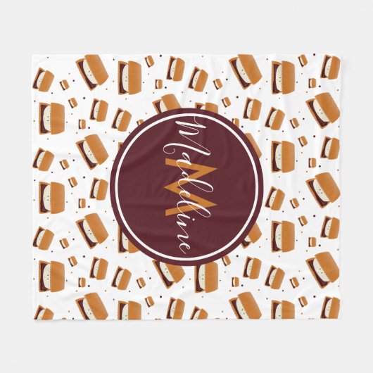 Naam van het voedselmonogram S'more Pattern Fleece Deken (Voorkant (Horizontaal))