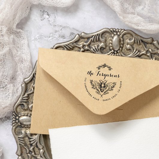 Naam van honingbijen Rustisch Script-naam Retourad Rubberstempel