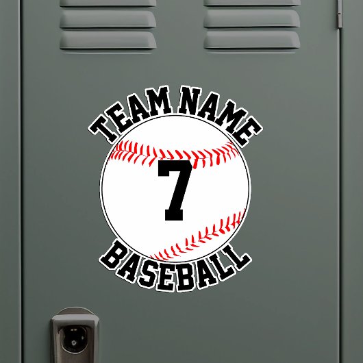 Naam van honkbalteam en speler nummer aanpasbaar sticker