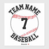 Naam van honkbalteam en speler nummer aanpasbaar sticker (Vel)