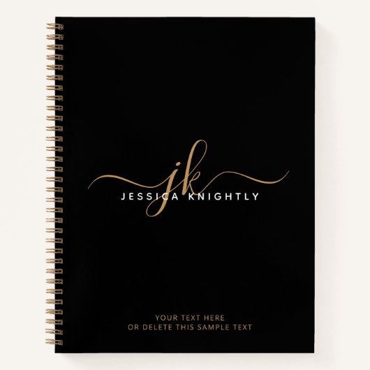 Naam van Initialen voor modern zwart-witscript Notitieboek (Voorkant)