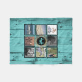 Naam van installagram fotocollage | Turquoise Wood Fleece Deken (Voorkant (Horizontaal))