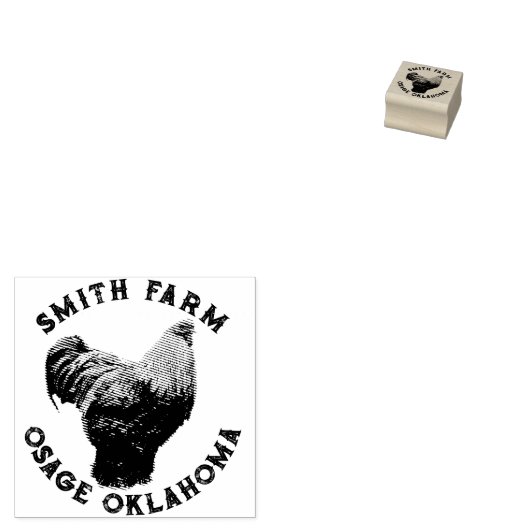 Naam van je Boerderij met Brahma Chicken Hen Egg S Rubberstempel (Gestempeld)