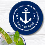 Naam van je boot |  Nautical Anchor Navy 4pc Onderzetter Set<br><div class="desc">Uw persoonlijke bootnaam met  Nautical Anchor 4pc-Onderzetter ingesteld op Navy Blue.</div>