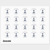 Naam van kapitein en bemanning van scheepsanker ronde sticker (Vel)