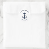 Naam van kapitein en bemanning van scheepsanker ronde sticker (Tas)