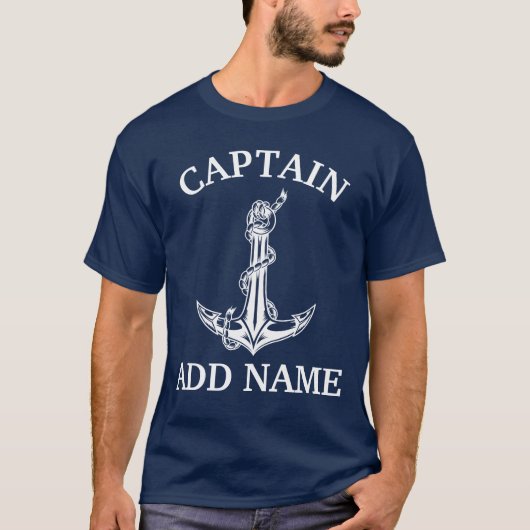  naam van kapitein Nautical Anchor Rope T-shirt (Voorkant)
