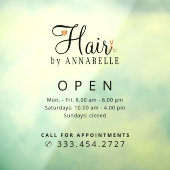 Naam van kapsalon openingstijden sticker (Vel 3)