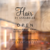 Naam van kapsalon openingstijden sticker (Vel 2)