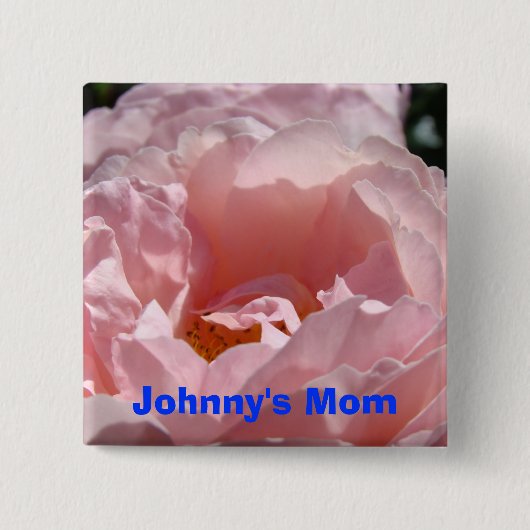 Naam van kind Moeder knopen Roze Roos Bloemen Hall Vierkante Button 5,1 Cm (Voorkant)