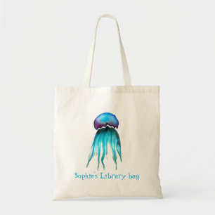 Naam van kind schattige bibliotheek tote bag