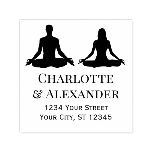Naam van koppel's lotushouding yoga return adres zelfinktende stempel (Design)
