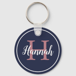 Naam van modern blauw en roze script sleutelhanger