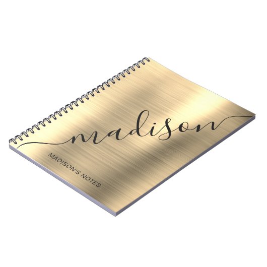 Naam van modern Gold Metal Monogram Handtekening Notitieboek (Linkerzijde)
