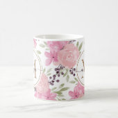 Naam van modern Waterverf Floral Gold Monogram Koffiemok (Center)