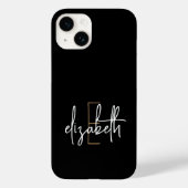 Naam van modern zwart goudmonogram Case-Mate iPhone case (Achterkant)