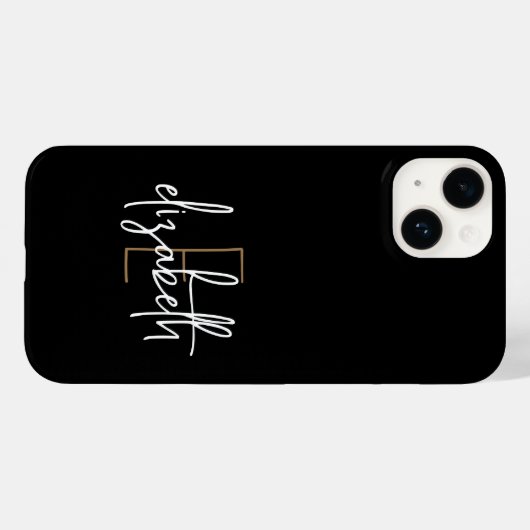 Naam van modern zwart goudmonogram Case-Mate iPhone case (Achterkant (horizontaal))