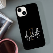 Naam van modern zwart goudmonogram Case-Mate iPhone case