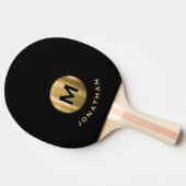 Naam van modern zwart goudmonogram tafeltennisbatje (Zijkant)