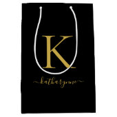 Naam van modern zwart-wit monogram medium cadeauzakje (Voorkant)