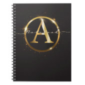 Naam van modern zwart-wit monogram notitieboek (Voorkant)