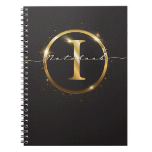 Naam van modern zwart-wit monogram notitieboek