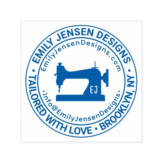 Naam van naaimachinebedrijf Locatie URL E-mail Zelfinktende Stempel (Design)