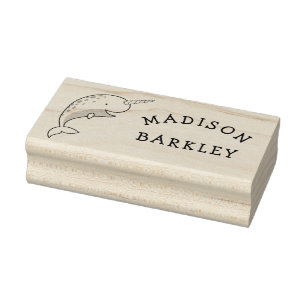 Naam van Narwhal Kind Cute Whale Rubberstempel