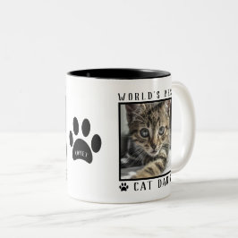 Naam van pootafdrukken van de beste kattenvader te tweekleurige koffiemok