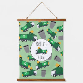 Naam van prullenbakken voor hergebruik van vuilnis hangend wandkleed