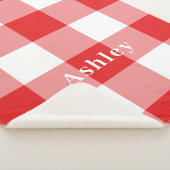 Naam van rood Gingham Pattern-monogram Sherpa Deken (3/4)