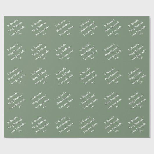 Naam | Van Santa | Sage Green Merry-kerst Cadeaupapier (Vlak)